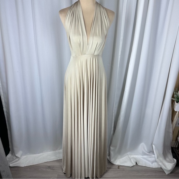 Twobirds Dresses & Skirts - TwoBirds Dress Sz S/M? Multi Way Maxi Champagne Bridesmaid Formal Marylin EUC